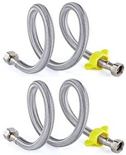 Kyari - HIGH GRADE 304 Stainless Steel 24 inch Connection Pipe - Set OF 2 - For Geyser / Washbasin / Toilet / Bathroom Hose Pipe