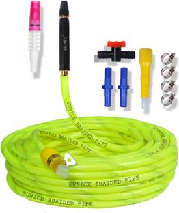 SUNICE 20 METER ,3-LAYERED HEAVY DUTY HOSE PIPE WITH PIPE JOINER (EXTENSION) AND CLAMP RING SPRAY & ADAPTER PIPE INTERNAL DIAMETER (SIZE 0.5 INCH, 12 mm) Hose Pipe