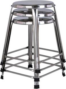 lifetimestools Round Stainless Steel Stools Pack of 3 Height 18 inch Multipurpose Hospital Food Stool