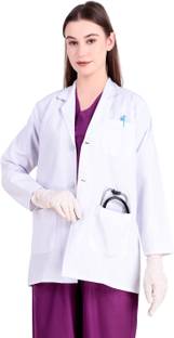 MediMarche Women's Cotton Full Sleeve Lab Coat for Doctors & Medical Students – 3 Pockets Gown Hospital Scrub