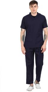 Deena Uniforms Doctor Scrub Suit set Navy Blue (Large) Shirt, Pant Hospital Scrub