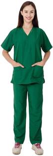 SEEMESH UNISEX HOSPITAL SCRUB SUIT SET (KURTA & PAYZAMA) PARROT GREEN SMALL Shirt, Pant Hospital Scrub