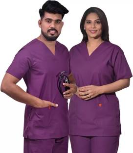 SEEMESH UNISEX HOSPITAL SCRUB SUIT SET (KURTA & PAYZAMA) PURPLE LARGE Shirt, Pant Hospital Scrub