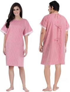 SEEMESH Patient Dress Patient Gown/Both Side Wearable, (Red) Free Size Unisex Gown Hospital Scrub