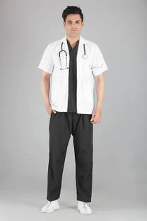 LIBSADRESSES Apron Lab Coat Half Sleeve for Doctors and Students Shirt Hospital Scrub