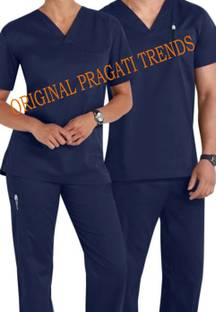 PRAGATI TRENDS Unisex Doctors Scrub Suit Navy Blue 44/2XL Shirt, Pant Hospital Scrub