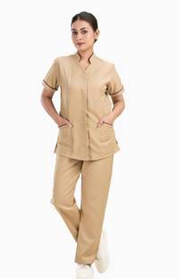 Hospriqs FIO Nurse Uniform With Normal Length Half Sleeves Top With Pockets And Pant - S Shirt, Pant Hospital Scrub