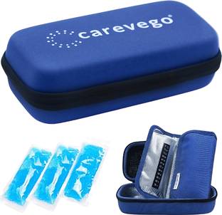 CareVego Hard Case Eva Insulin Cooling Bag with 3 Reusable Ice Cold Pack