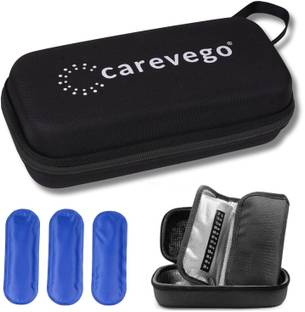 CareVego Insulin Cooling Box Hard Eva Case With 3 Cooler Ice Cold Pack