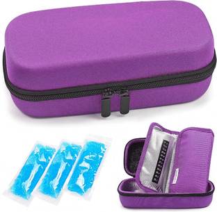 CareVego Insulin pen cooler ice bag Box Hard eva case with 3 Cooler Ice Pack Cold Pack