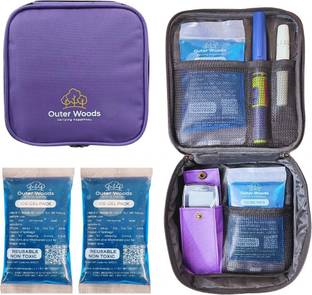 Outer Woods Insulin Cooler Travel Bag for Diabetics with Two Ice Gel Packs | 6 to 8 Hours Cooing, Glucometer Pocket Pack