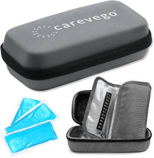 CareVego Insulin Cooling Box Ice Bag Box Hard Eva Case With 3 Cooler Ice Pack Cold Pack