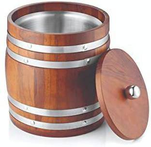 FnS 1.25 L Steel Wooden Finish For Home & Bar Ice Bucket