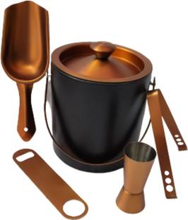 PRONIKS 1.5 L Steel Ice Bucket (1.5Liter) with Opener, Ice Tong, peg Measure and Ice scoop Ice Bucket