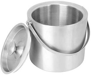 finality 1 L Steel Double Walled Insulated Ice Bucket with Lid Keeps Ice Cold for 6 h Ice Bucket