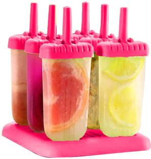 KARP Plastic Reusable Ice Pop Makers, Homemade 110 ML Ice Cream Maker Pink Plastic Ice Cube Tray