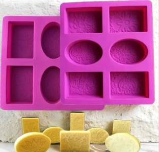 Axiline Silicone Cake Mould 6 Cavity Silicone Soap Moulds For Soap Making, Round & Rectangle Soap