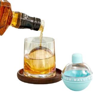 B MARK Whiskey Ice Ball Mold 2.5 inch, Silicone Ice Ball Maker for Cocktails Scotch Multicolor Silicone Ice Ball Tray