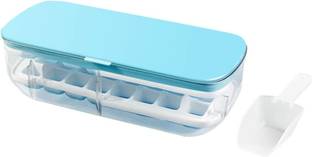 COSKIRA Ice Storage Box Quick Demould Ice Cube Moulds Lazy Ice Maker One Second Release Blue Plastic, Silicone Ice Cube Tray