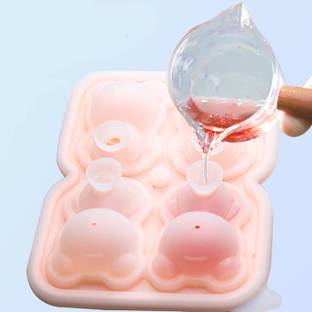 VATTU Silicone Ice Molds Teddy Bear Ice Trays, Reusable, Safe for Chilled Drinks Clear, Pink Silicone Ice Cube Tray