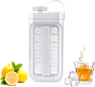 Bellveen Ice Maker 2 in 1 Portable Ice Mold Bottle 17 Ice Cubes White Silicone Ice Cube Tray