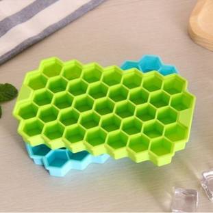 RBM Ice cube tray 100% food grade certified silicone tray Green, Blue Silicone Ice Cube Tray