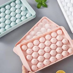 KitchenCrafty Plastic Reusable Flexible Round Ice Cube Trays, 33 Cavity Ice Plastic Tray Multicolor Plastic Ice Ball Tray
