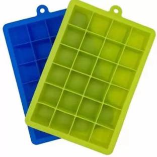 AnshAtoZ Silicon ice cube tray for freezer,flexible 24squarecavity mold for home(packof2) Multicolor Silicone Ice Cube Tray