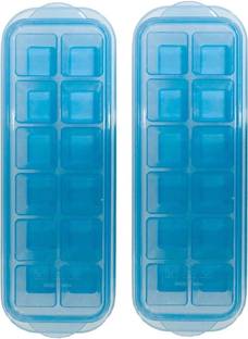 Inddushome Popup Ice Tray With Lid and Silicon Base Multicolor Plastic Ice Cube Tray