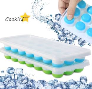cookini Ice Cube Trays Impoted Rubber Bottom, Easy Release 21 Cube Tray New Arrival Green, Green Plastic Ice Ball Tray