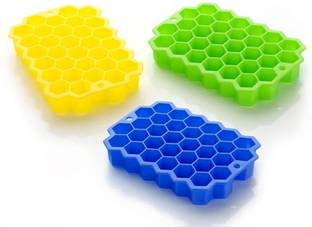 QUISTAL 37 Grid Hexagon Shape Flexible Honeycomb Ice Tray/Dish for Freezer Multicolor Silicone Ice Cube Tray
