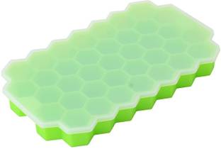SIMESTICH Ice Cube Honeycomb Small Cubes Fridge Bar Soft Tray (with Lid) Green Silicone Ice Cube Tray