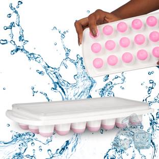 Hinox 21 Cavity Ice Tray for Freezer, easy release push up Ice Cube Tray Pink, Purple Silicone Ice Cube Tray