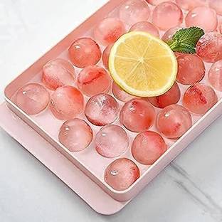 SATSUN ENTERPRISE Reusable Flexible Round Ice Cube Trays Molds for Whiskey & Cocktails,Keep Drinks Pink Plastic Ice Cube Tray