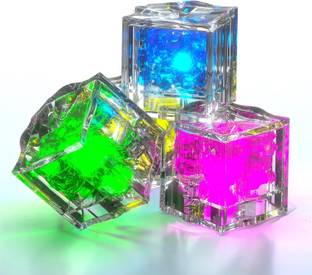 HICOBER Light Up Ice Cubes for Drinks, 3 Pcs Multicolor Led Ice Cubes Liquid Activated Multicolor Plastic Ice Cube Tray