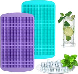 Kepzell Silicone Mini Ice Cube Tray 160 Small Ice Cube Molds (Pack of 2) Multicolor Silicone Ice Cube Tray