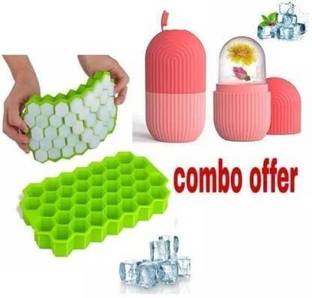 crokdox Green, Red Silicone Ice Cube Tray