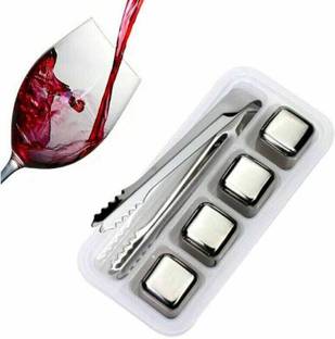 TGOPIT Stainless Steel Whisky Stones Ice Cubes Silver Steel Ice Cube Tray