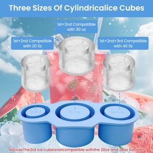 SUPVOX Stanley Tumbler Silicone Ice Mold Multi Sized Hollow Cylinder Ice Cube Tray Blue Silicone Ice Cube Tray