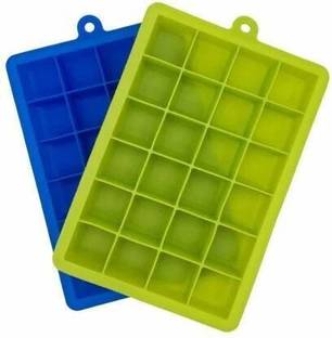 SR FUSION Ice Trays for Freezer Silicon 24 Ice Cube Hot Silicone Freeze Mold Bar Pudding Jelly Chocolate Maker Flexible Mold Box Cold Drinking Green, Blue Silicone Ice Cube Tray