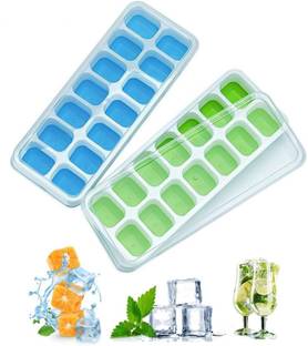 KVVTRADES 14 Cavity Pop Up Ice Cube Trays for Freezer Multicolor Silicone Ice Cube Tray