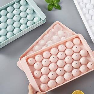 Kepzell Plastic Ice Cube Tray 33 Ice Cube Molds (Pack of 1) Green, Purple, Multicolor Plastic Ice Ball Tray