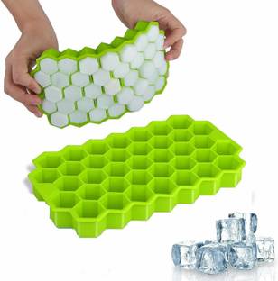 GLOBCRATE Silicon Ice Cube Tray Ice Mould for Freezer Pack of 1 Green Silicone Ice Cube Tray