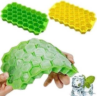DEALBOOTH 37 Grid Hexagon Shape Flexible Honeycomb Ice Tray/Dish for Freezer Multicolor Silicone Ice Cube Tray