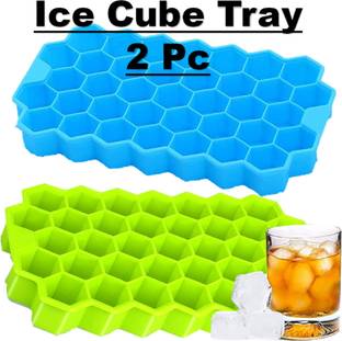 everywrold Silicon Ice Tray for Freezer, Flexible Silicone 37 Cavity Ice Cube Green, Blue Silicone Ice Cube Tray