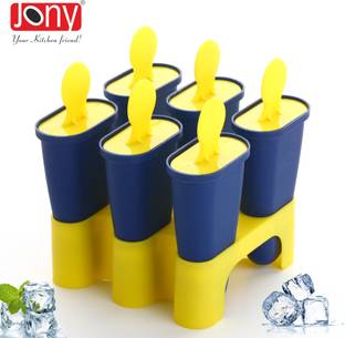 Jony Ice Cream Maker / Kulfi Mould / Popsicle Mould Blue, Yellow Plastic Ice Cube Tray