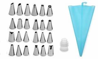 SYGA Set Of 24 Russian Nozzles Cake Nozzles Cake Decoration Pastry Nozzle With Coupler and 10 Icing Bag Kitchen Tool Set