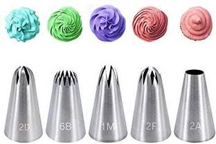 kyamison 5Pc Cake Design Icing Piping Nozzles Pastry Tips Set For Cake Decoration Stainless Steel Multi-opening Icing Nozzle