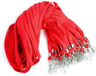 NSSP Tubeless Flat Lanyard ID Badge Lanyards with Swivel J-Hook Red-Pack of 5 Lanyard