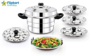 Flipkart SmartBuy Stainless Steel Pot with Steamer and Mini, Silver Induction & Standard Idli Maker